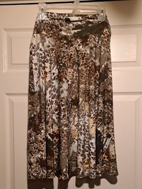TanJay- Brown Khaki & Cream Floral safari Woman's Maxi Skirt Plus size elegance